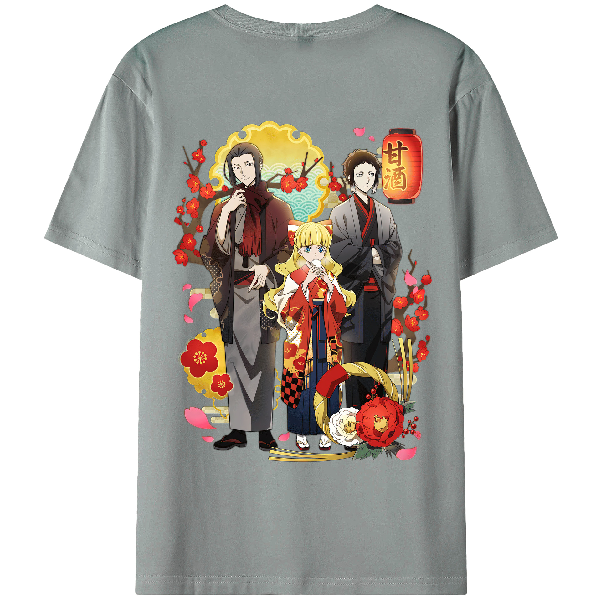 （画像用） 文豪ストレイドッグス Bungo Stray Dogs 綿100％ メンズ半袖Tシャツ（バックプリント） 通気性